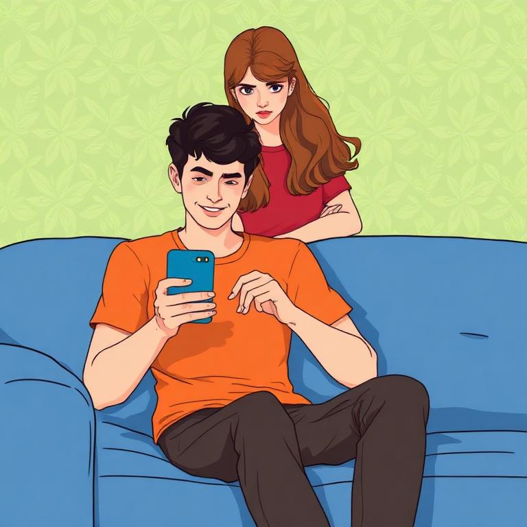 Ilustração de casal no sofá
